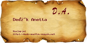 Deák Anetta névjegykártya