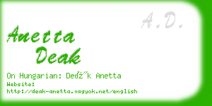 anetta deak business card